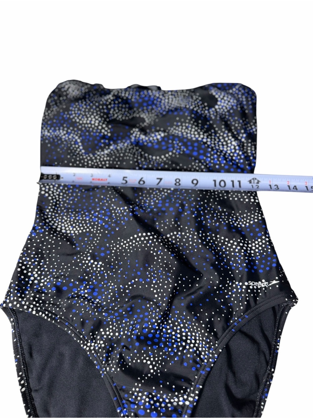 Speedo Hydro Women's One-piece Bathing Suit Black Blue White Padded Bra Sz 12 - Picture 9 of 13